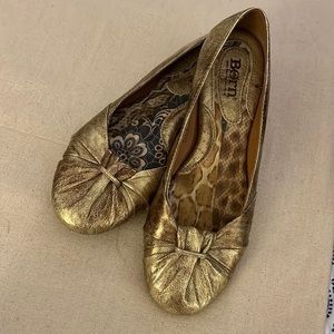 Born Adele‎ Gold & Bronze Leather Ballet Flats Size 7.5